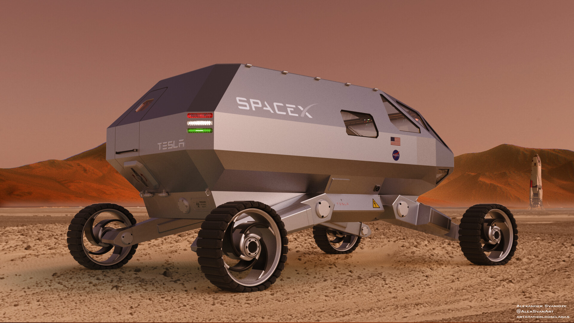 Concept artistique d'une mission martienne de SpaceX